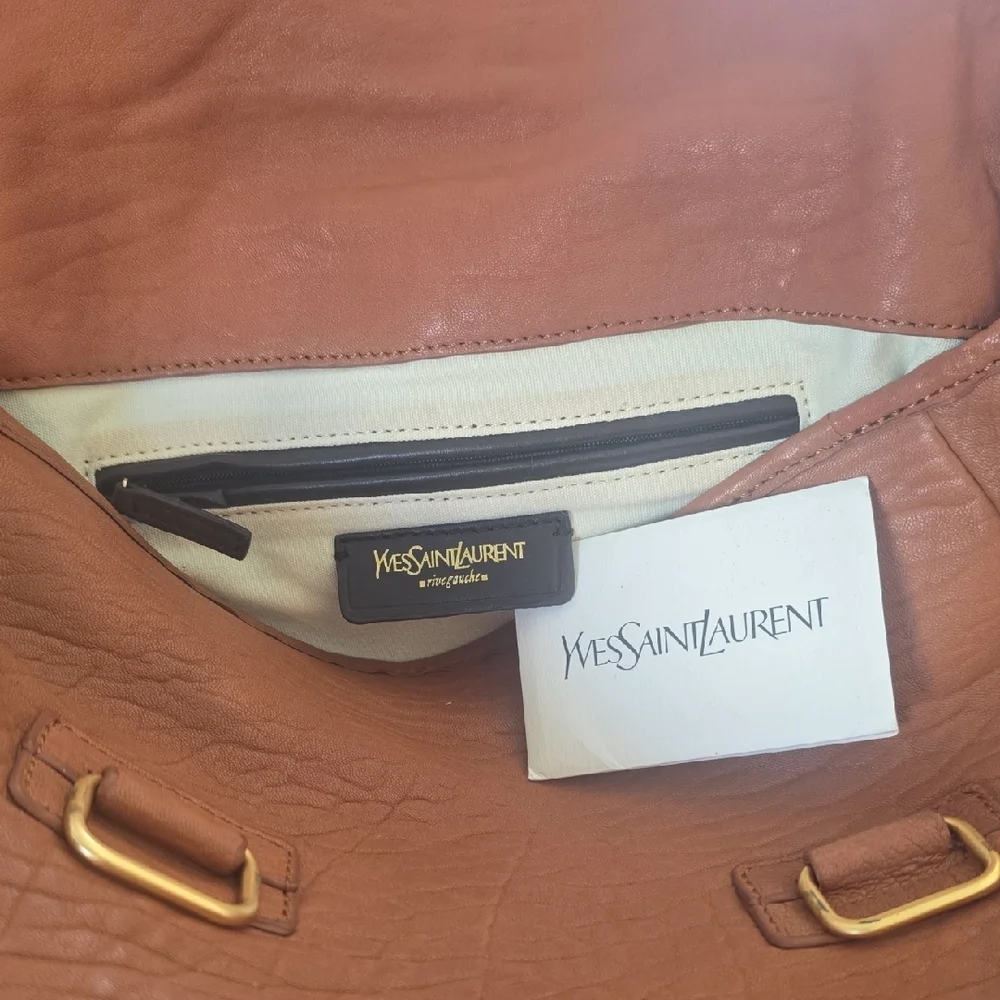 Yves Saint Laurent Tan Leather Satchel with Gold Hardware